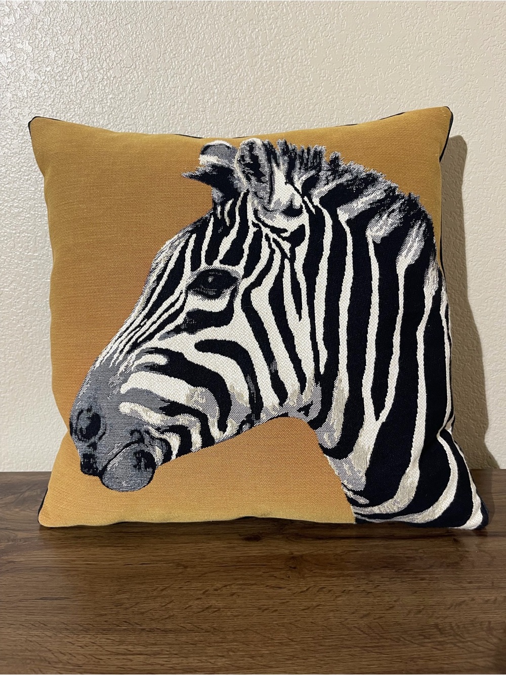 Iosis Paris Mustard Zebra Throw Pillow - Decorative Accent Cushion